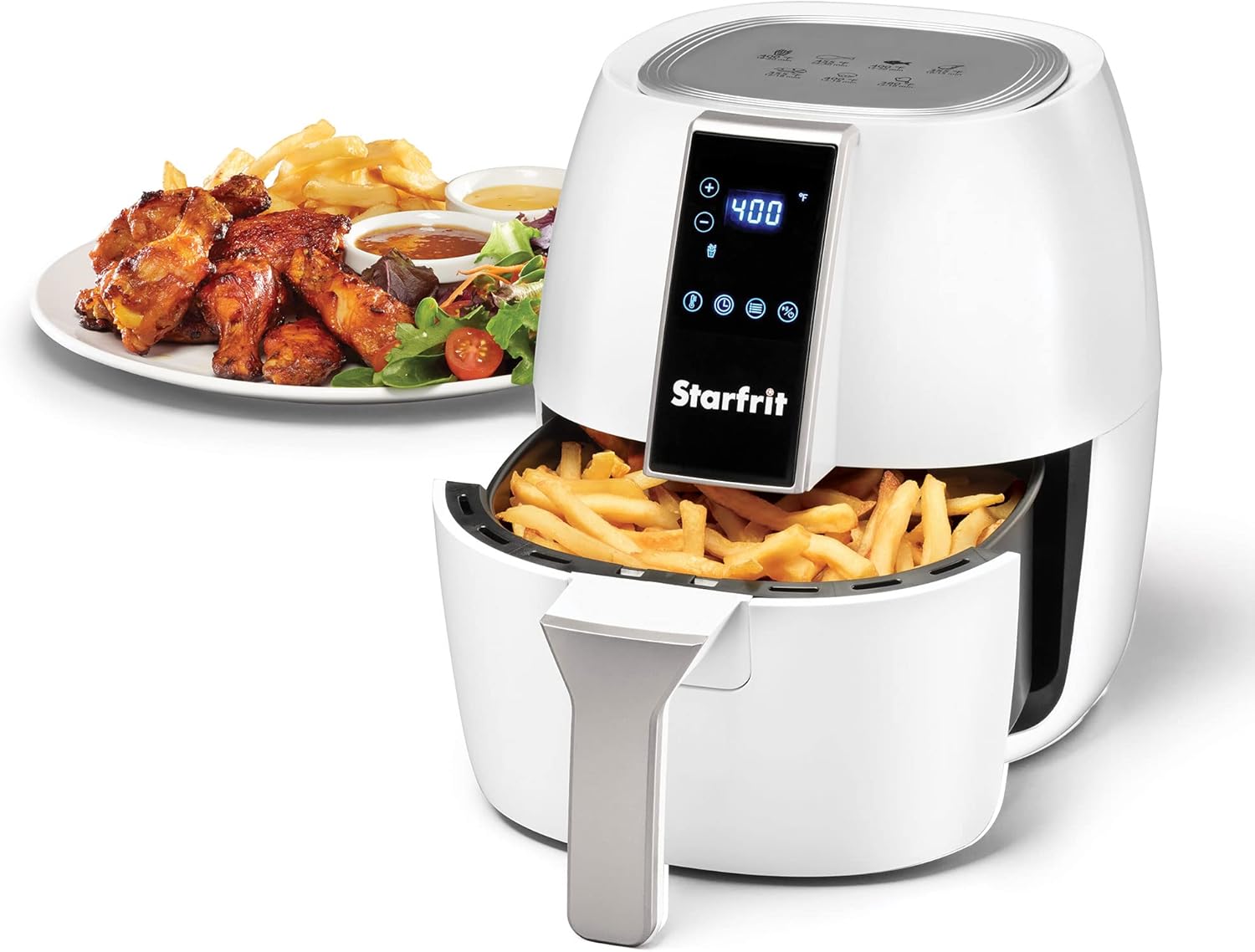 Starfrit Electric Digital Air Fryer - 3.5L Capacity - LED Touch Screen - 7 Preset Functions - 1400W