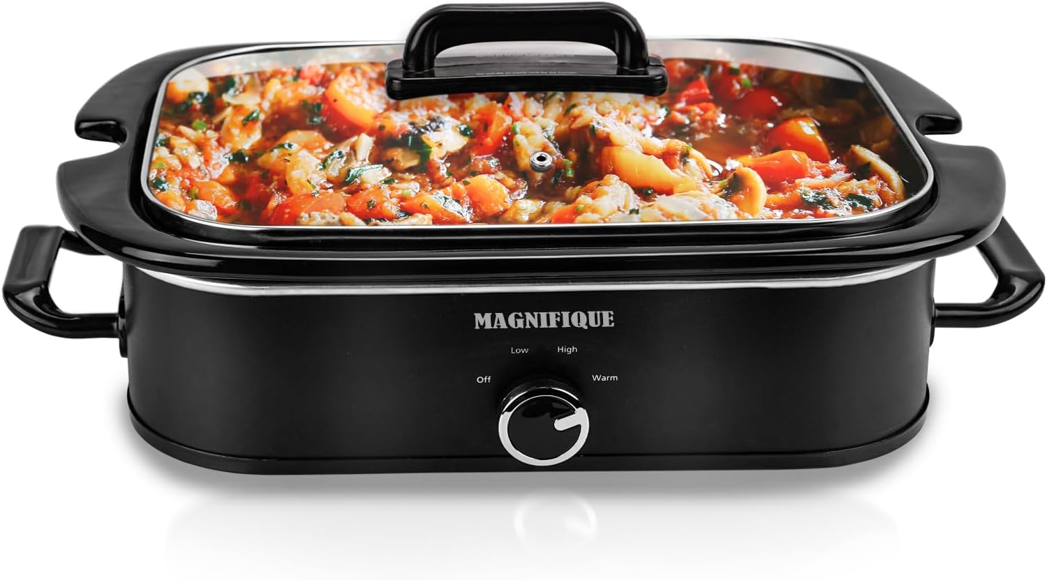 4 Quart Casserole Programmable Slow Cooker with Ceramic Baking Dish - Perfect Kitchen Small Appliance for Family Dinners, Oven Safe and Durable Bakeware for Lasagna, Roasts (Red)