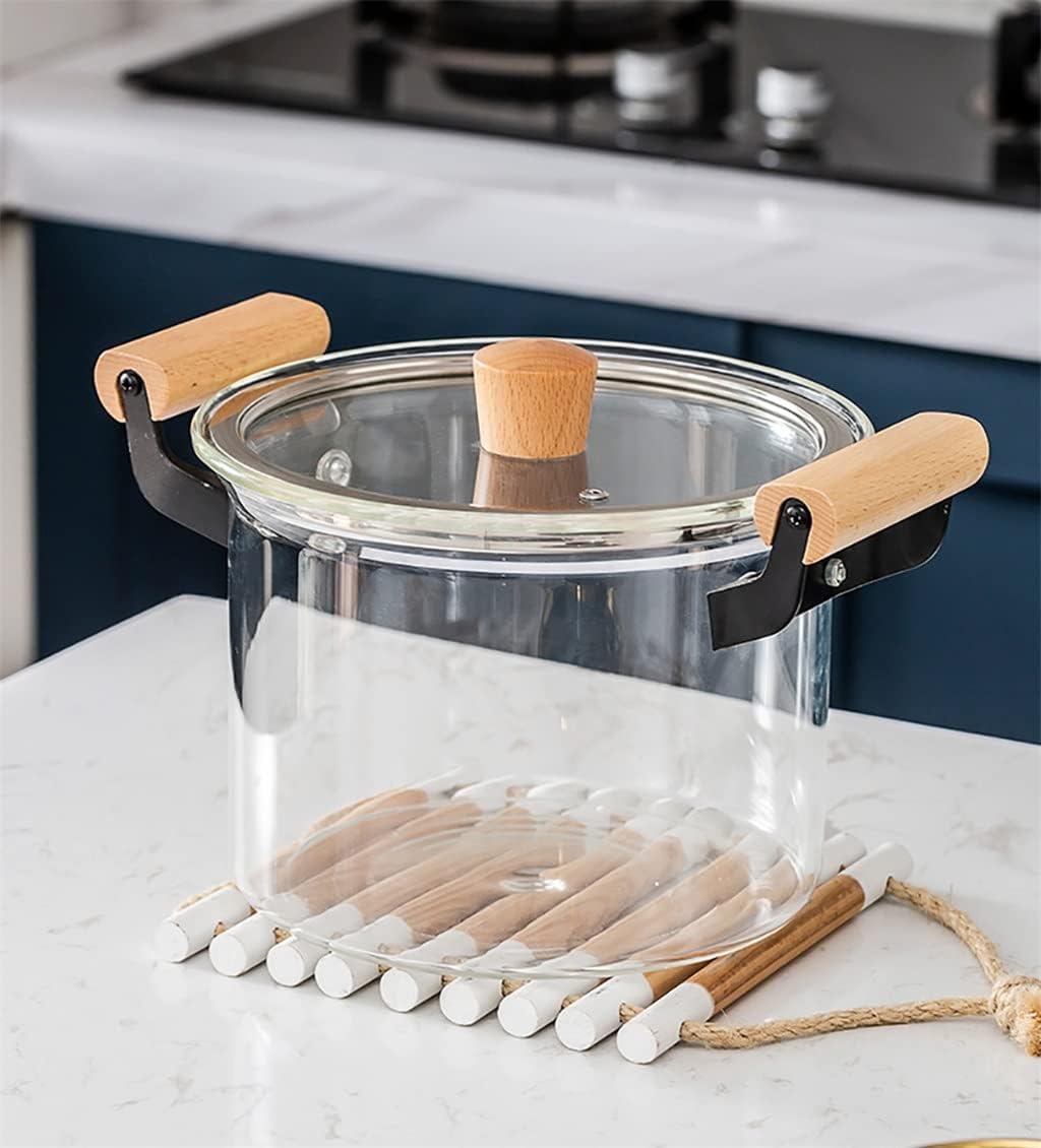 Food-grade Heat Resistant Glass Cooking Pot Clear With Lid Soup For