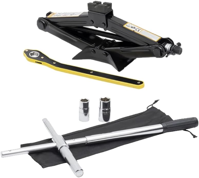 Modern Spare Tire Changing Kit for Audi A5 – Proprietary Scissor Jack Design with Audi-Specific Jack Head & High-Leverage Cross-Wrench System for Easy Storage