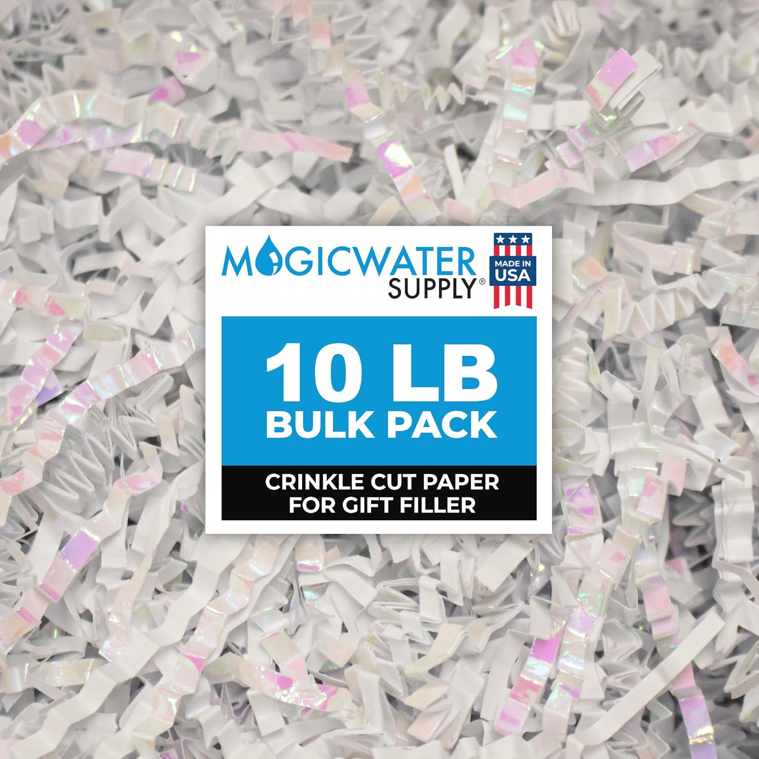 MagicWater Crinkle Cut Paper for Gift Baskets - 10LB Diamond White - Perfect for Shredded Paper Filler, Basket Filler, Gift Boxes, Bridesmaid Gifts,Halloween Stuffers & More – Ideal for All Occasions