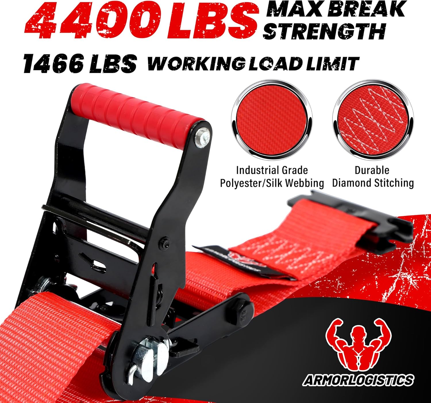 Wheel Chock Tie Down Kit, 4 Pack Heavy Duty Trailer Tire Straps Kit for ATV, UTV, Lawn Mower, 4,400lb Max Break Strength