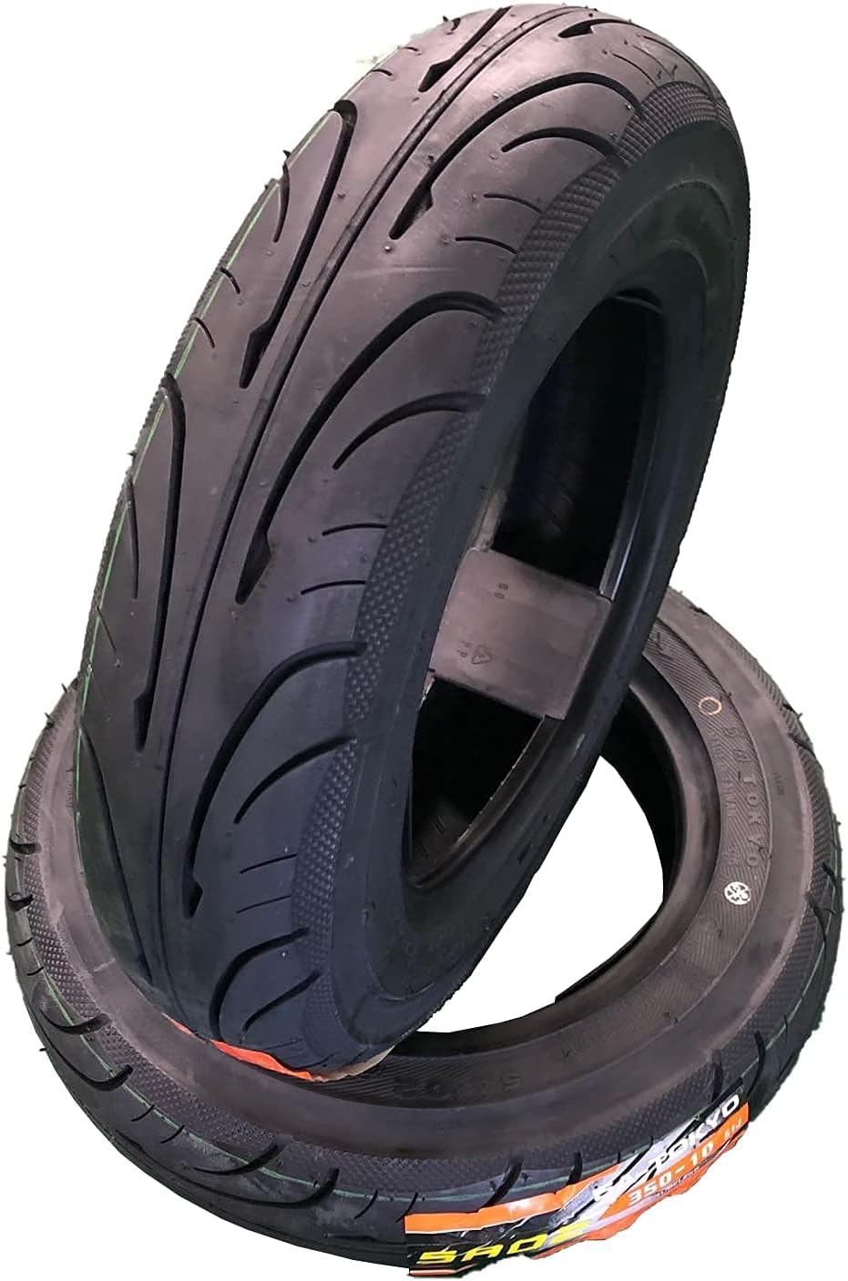 5A02 90/90-10 Set of 2 Scooter Tubeless Tires, 50J, Front/Rear Motorcycle/Moped 10