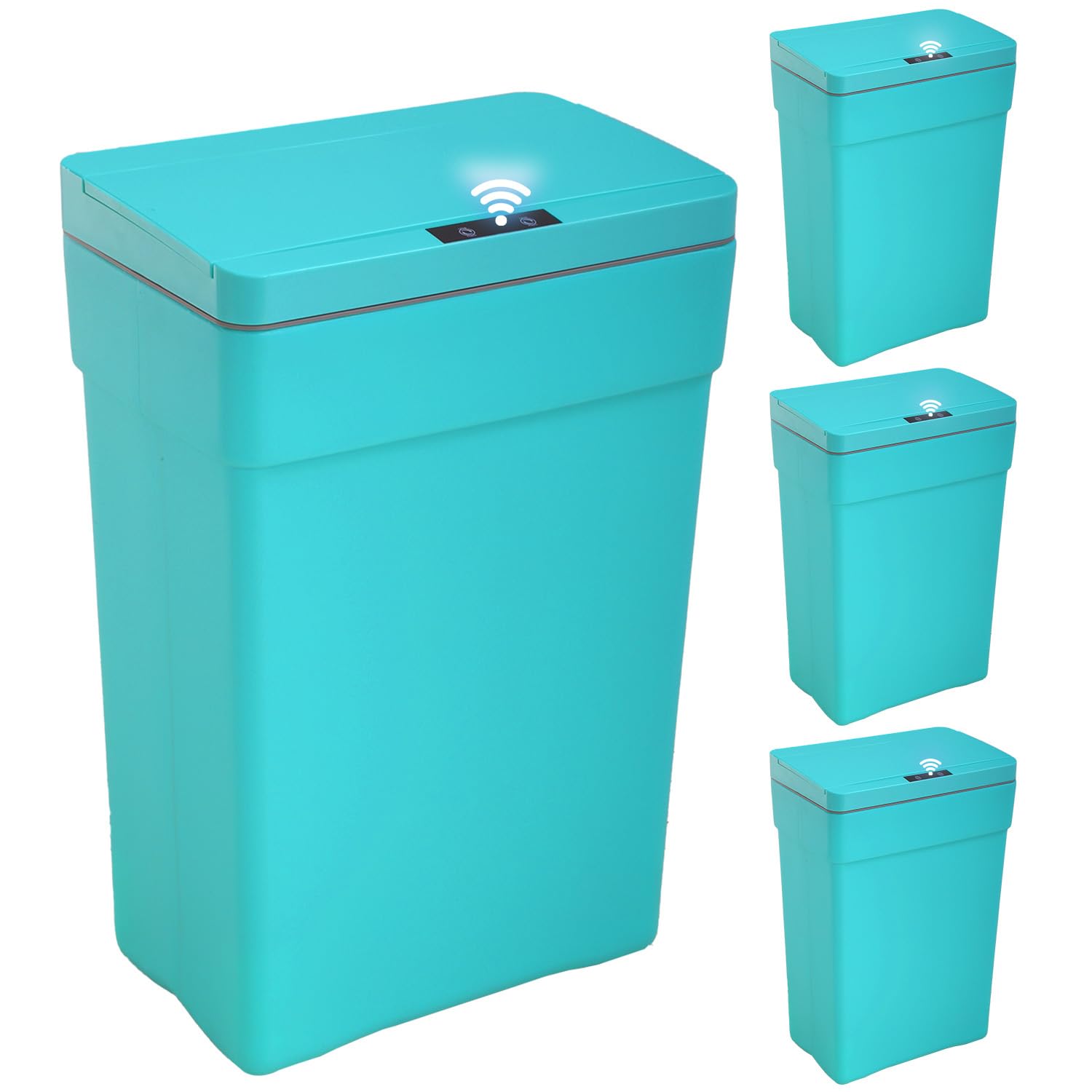 13 Gallon Trash Can Automatic Kitchen Trash Can Touch Free High-Capacity Garbage Can with Lid for Bedroom Bathroom Home Office 50 Liter (Black, 1) (4, Blue)