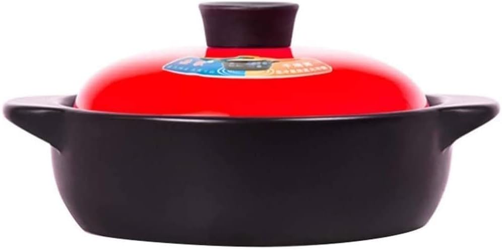 Cartoon Pattern Ceramic Red Casserole Clay Pot with Lid for Cooking Hot Pot and Soup