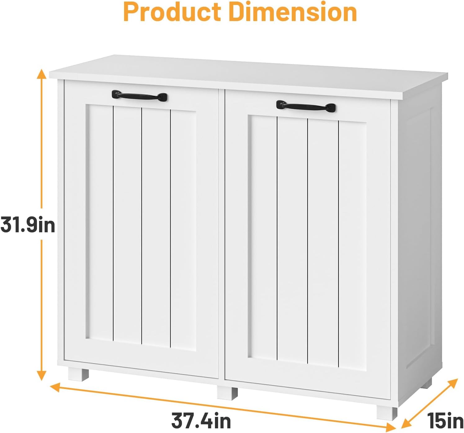 Rovibek Double White Tilt Out Trash Can Cabinet 20 Gallon - Multifunctional Double Trash Can Kitchen Cabinet, Wooden Garbage Can Cabinet for Kitchen, Bathroom and Living Room