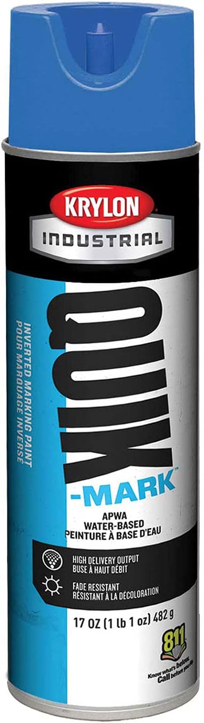 Krylon Industrial Quik-Mark Wb Inverted Marking Paint Apwa Blue - Lot of 12