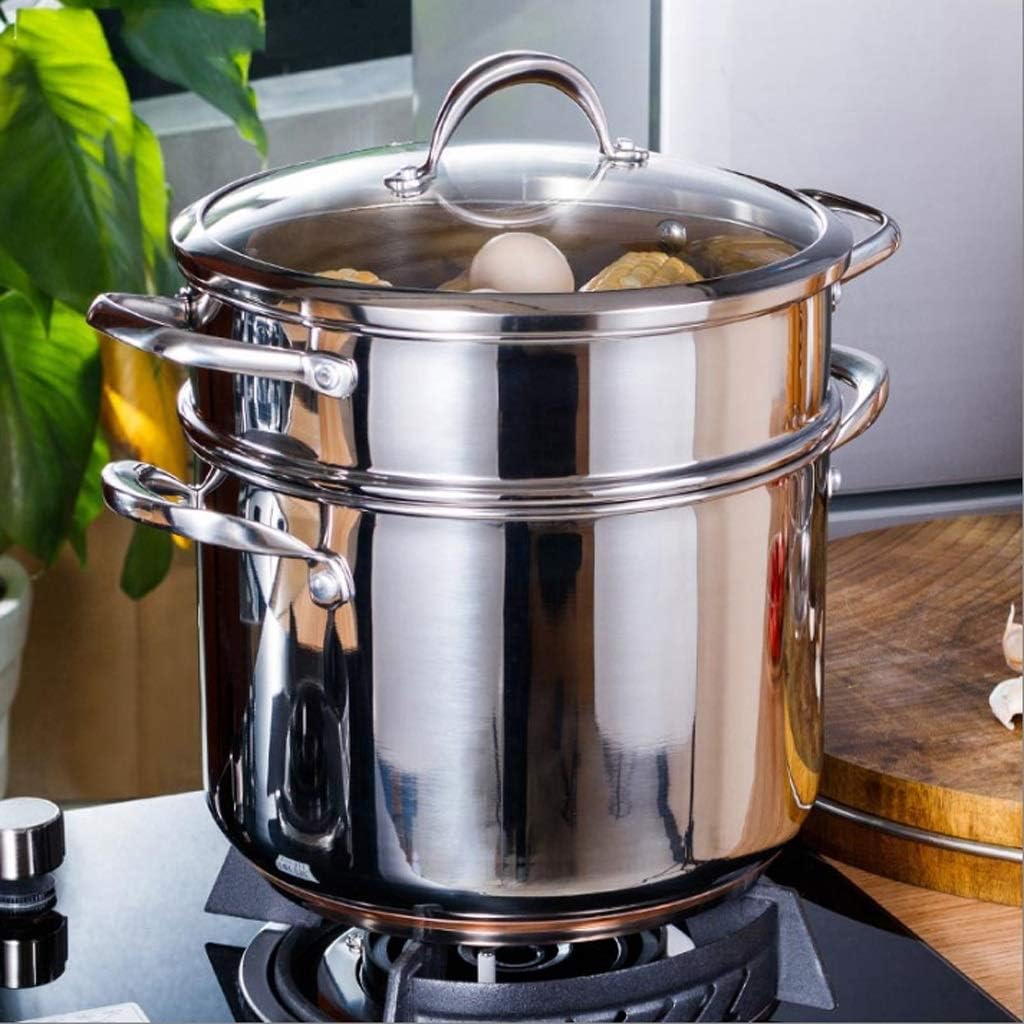 Small Steamer 304 Stainless Steel Three Layers Thickened 2 Double Layers 3 More 1 Layers Steamer Induction Cooker Soup Pot Household Stove (12cm