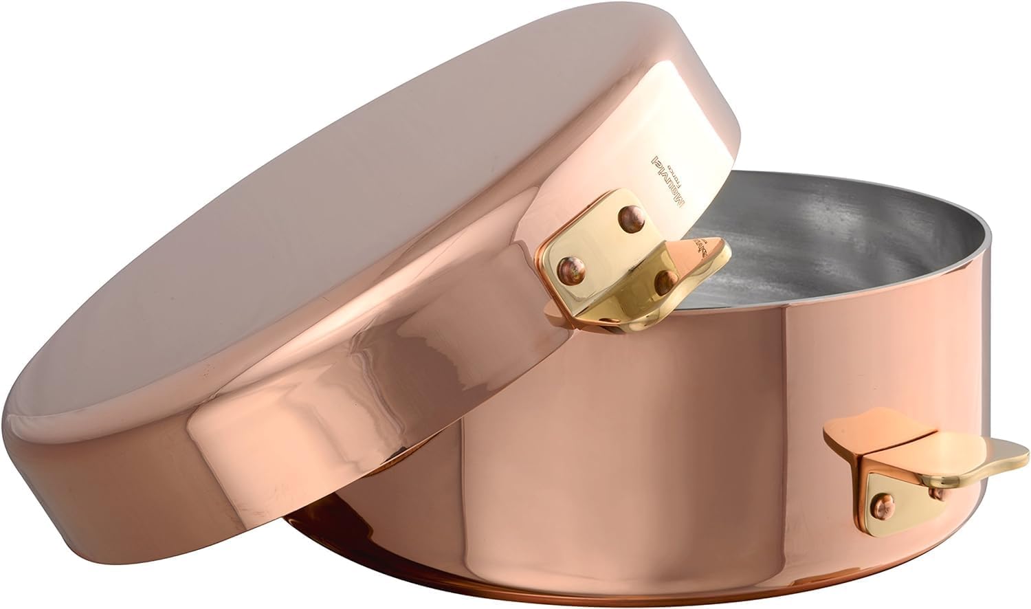Mauviel M'Tradition Polished Copper & Tin Inside Pomme-Anna with Brass Handles, 2.8-Qt, Made in France
