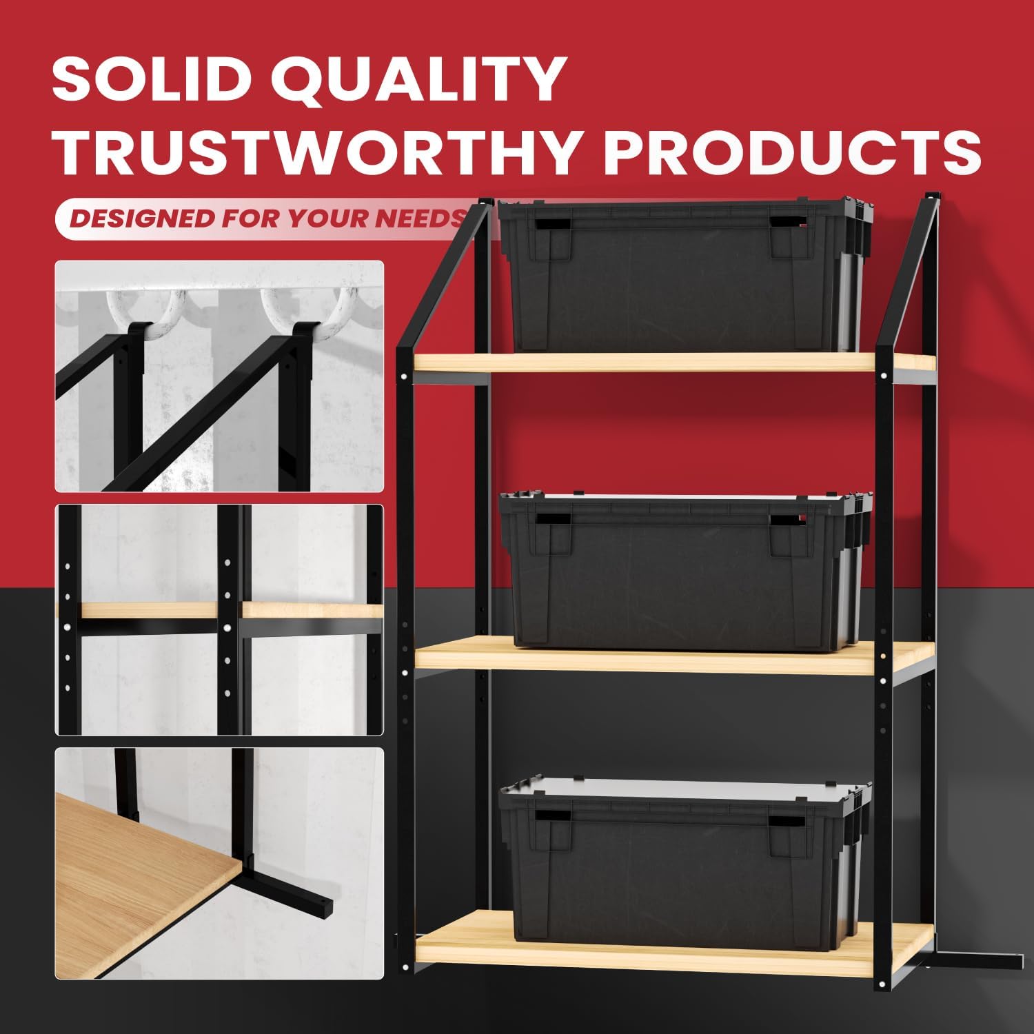 Shipping Container Shelf Brackets, 4 Pack of 3 Tier Shipping Container Shelving, 52