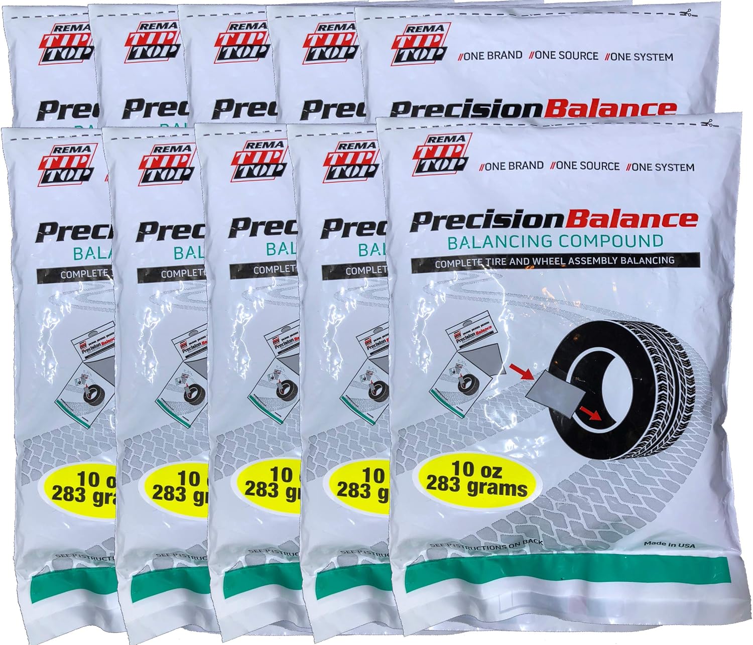 Rema Tip Top 10 PrecisionBalance Tire Balancing Compound Beads Kits - Drop in Bags - (10 oz. / 283 Grams) - (10 Kits)