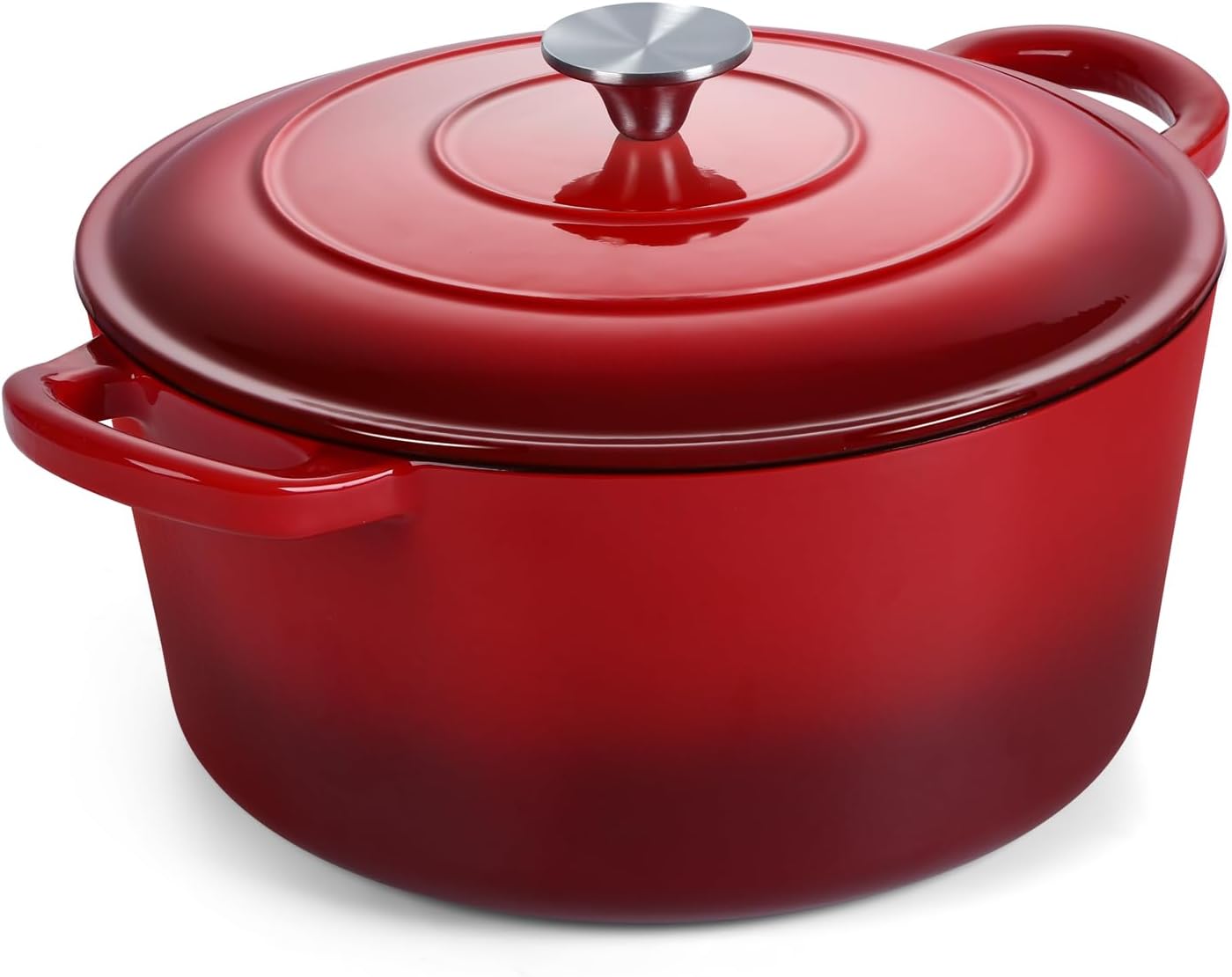 Onader 7QT Enameled Cast Iron Dutch Oven with Lid for Bread Baking, Round Dutch Oven Pot, Heavy Duty - Red