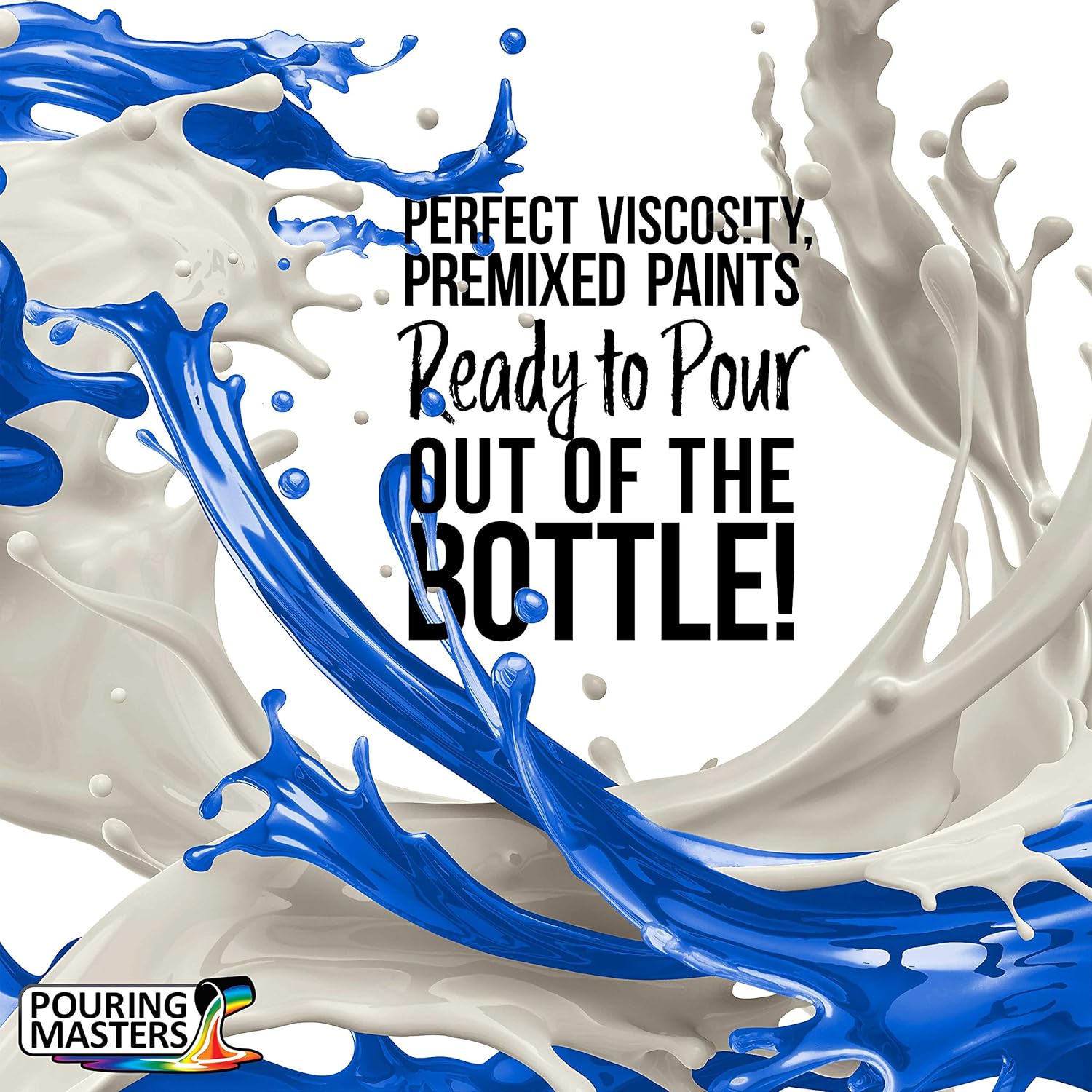 Pouring Masters 16-Color Ready-to-Pour Acrylic Pouring Paint Set, with Silicone Oil & Gloss Medium, 8oz Bottles for Canvas & Crafts