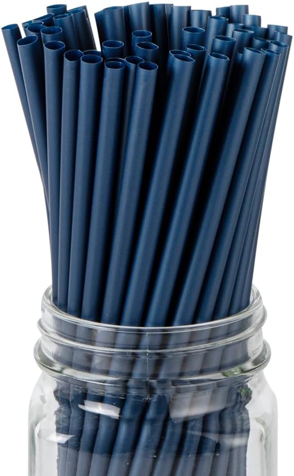 Restaurantware-Basic Nature 8.3 Inch Disposable Straws, 2000 Sustainable Straws - Sturdy, Won't Alter Flavors, Midnight Blue PLA/PBAT Straw, For Hot And Cold Drinks