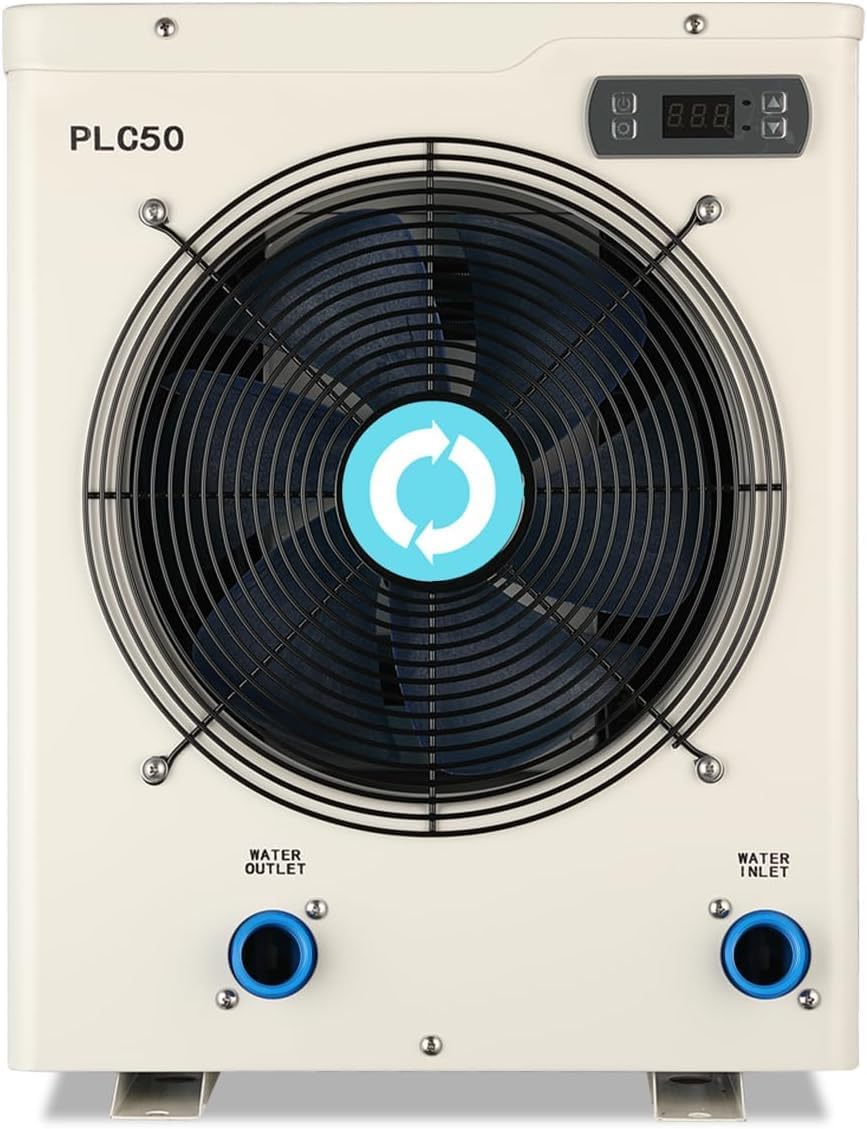 Above Ground Pool Heater, Max 15826BTU Electric Swimming Pool Heat Pumps for Pools up to 4000 gallons, Fits 9/11/15 Foot Pool and Spas, 120V/60Hz, PLC50
