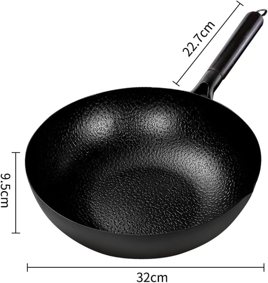Wok Pan, Stir Fry Flat Bottom,Cast Iron for Electric Stove, Induction Cooker and Gas