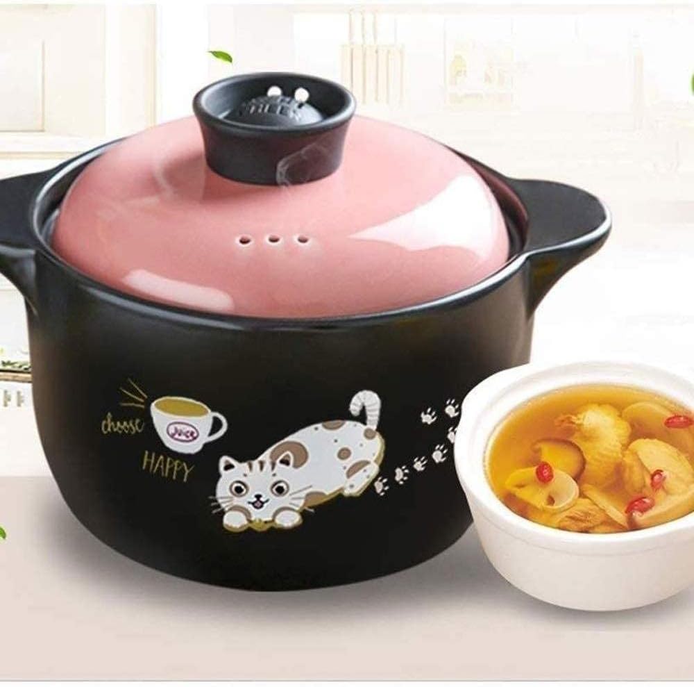 Clay Pot for Cooking Ceramic Casserole Clay Pot Terracotta Casserole Dish Heat Storage,Healthy and Energy Saving(Size:Capacity 4L)