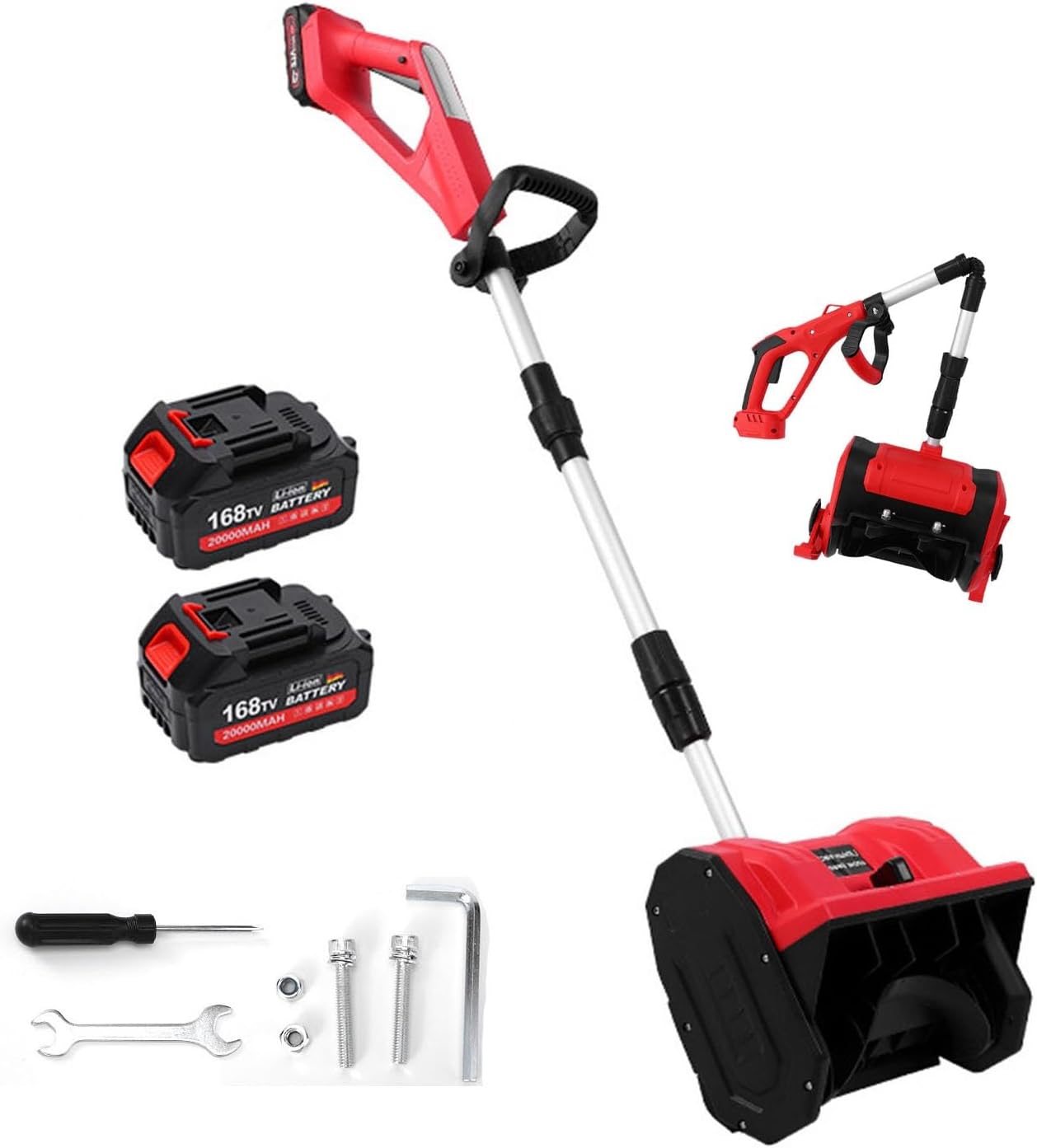 21V Cordless Electric Snow Shovel, 12-Inch Snow Blower with Adjustable Handle & Can Work Continuously for 1 Hour, Foldable Snow Removal Tool for Easy Storage