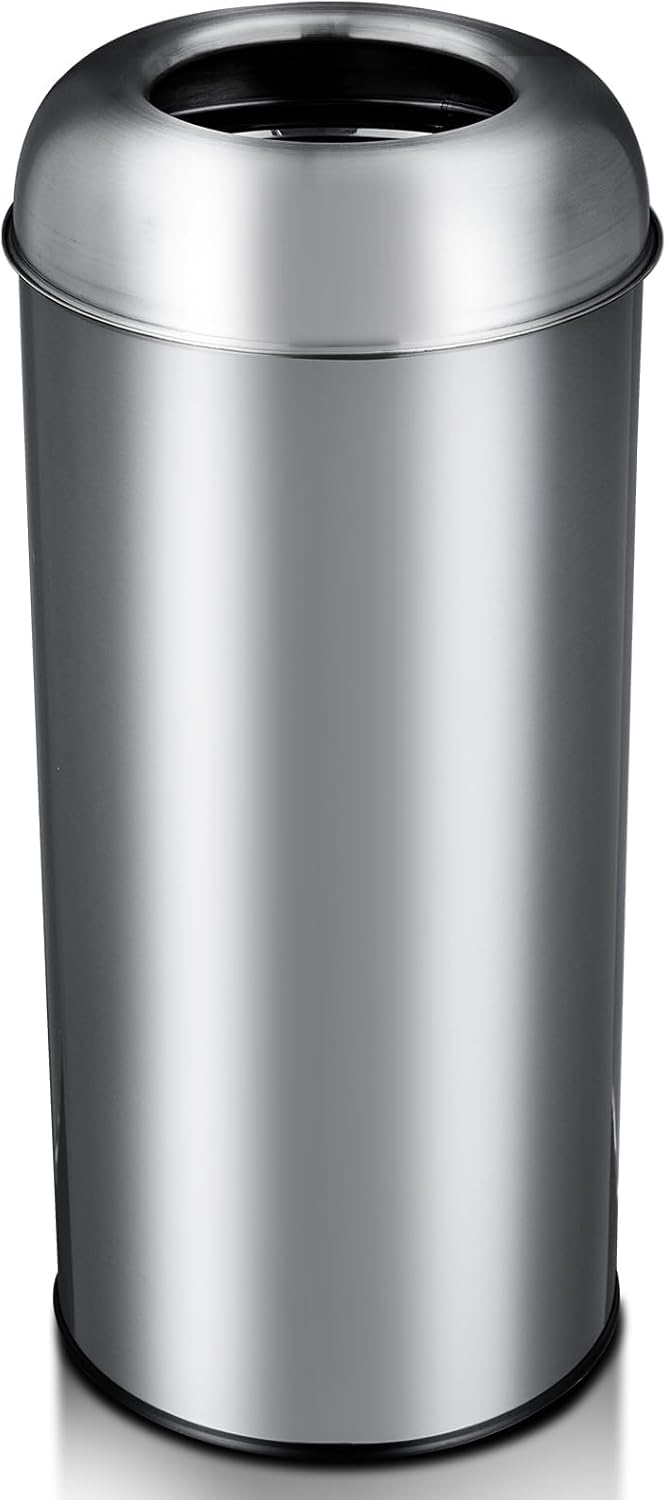 Towallmark Commercial Trash Can, 65L/17Gal Heavy Duty Open Top Commercial/Kitchen Trash Can, Fingerprint-Resistant Waste Bin for Office Bedroom Restaurant, Brushed Stainless Steel