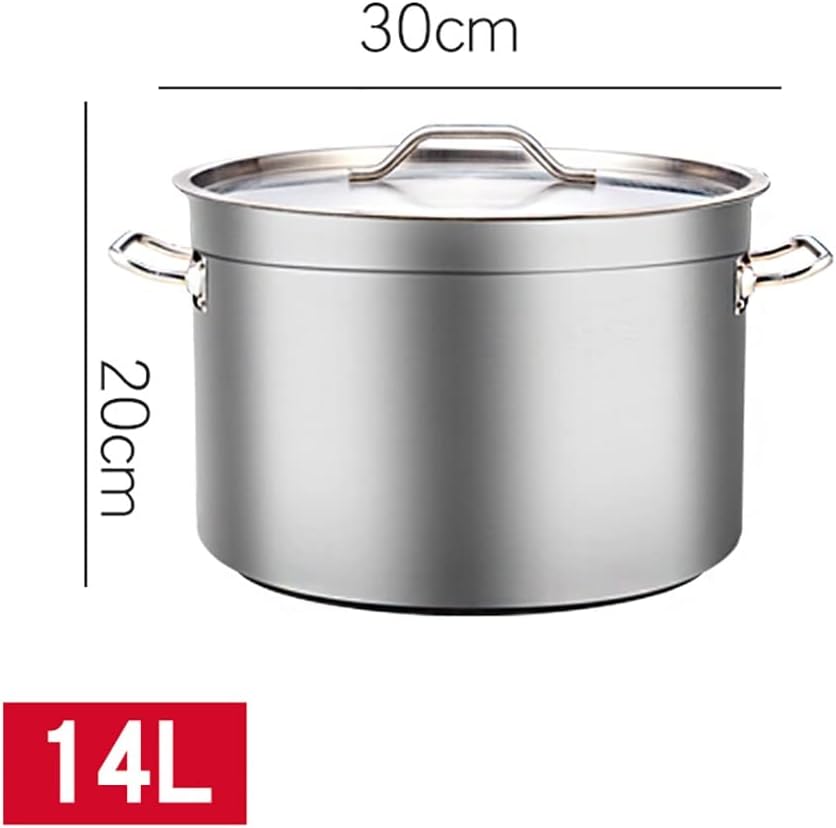 Stockpots Induction-Safe Stainless Steel Stock Pot with Lid Soup Bucket, Commercial Thickened Round Bucket Soup Pot, Large Capacity(50 * 30cm(58L)