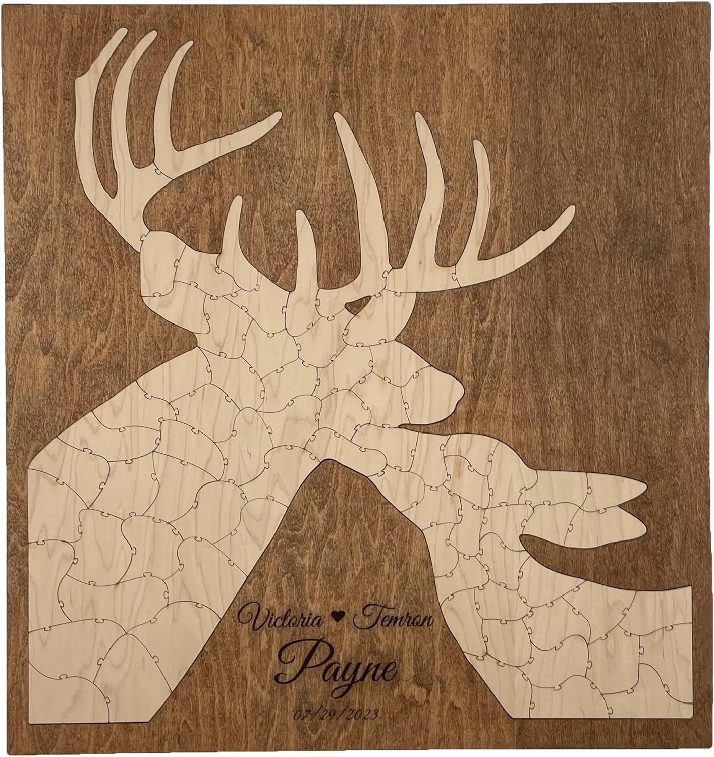 Deer Puzzle Guest Book Alternative | Winter Wedding Buck and Doe Guestbook | Wooden Puzzle Deer | Havoly