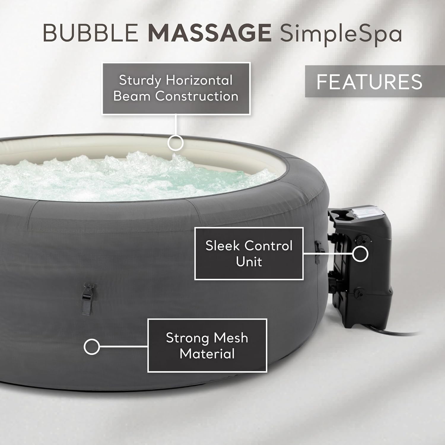 INTEX 28483E SimpleSpa Inflatable Hot Tub 4 Person Bubble Massage Spa: Includes Insulated Cover – Built-in QuickFill Inflation – Soothing Jets – 77