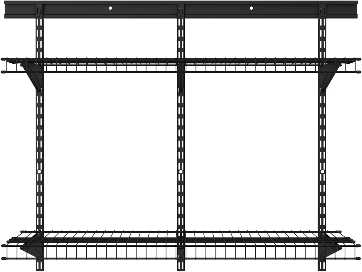 ClosetMaid MaxLoad Heavy Duty Wall Shelf Kit for Garage, 2 Shelves, Adjustable ShelfTrack Wire Shelving, Black Finish