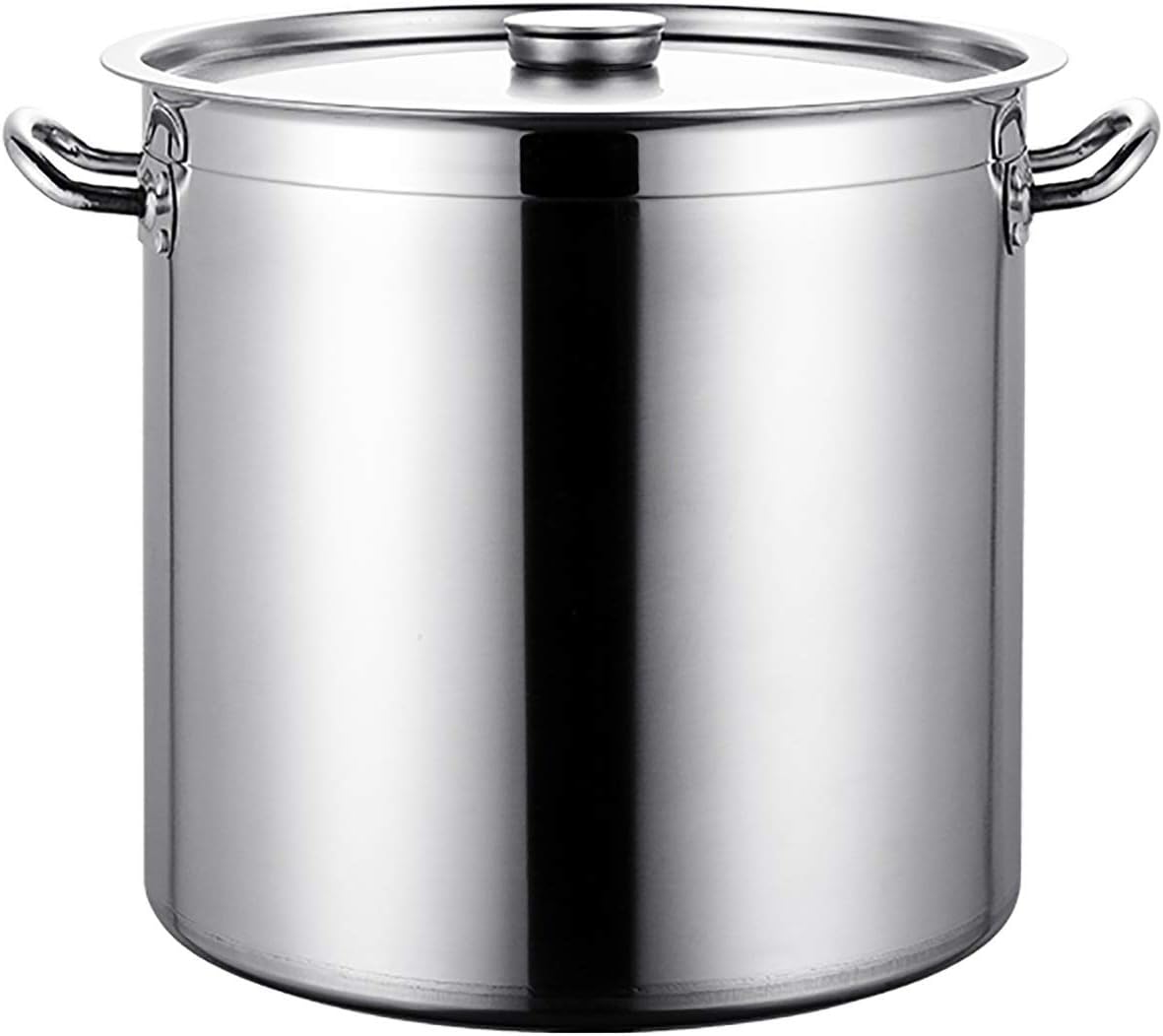 Large Stock Kitchen, Professional Safe Stainless Steel Stock Kitchen with Lid, 3-Layer Composite Bottom, Hangable Lid, 5 Size (Silver-45cm*45.5cm