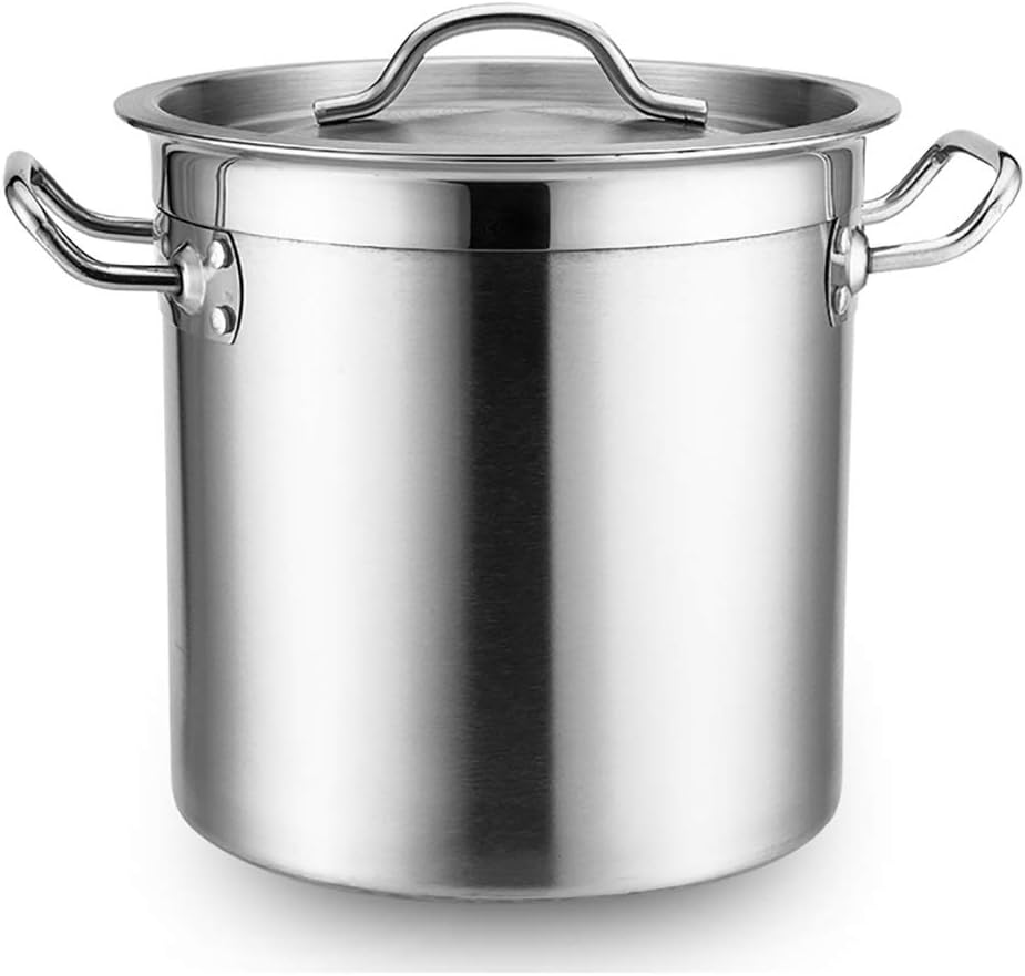 Stock Pot, Commercial/Household 201 Stainless Steel Thickened Soup Pot with Lid for Gas Stove/Induction Cooker Stock Pot(45cm)