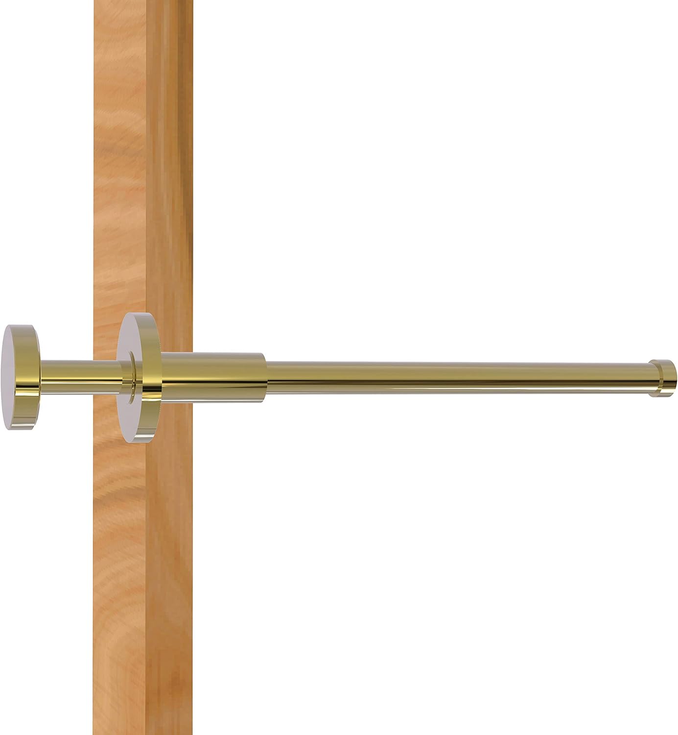 Allied Brass MD-23-UNL Modern Style Pullout Retractable Garment Rod, Unlacquered Brass
