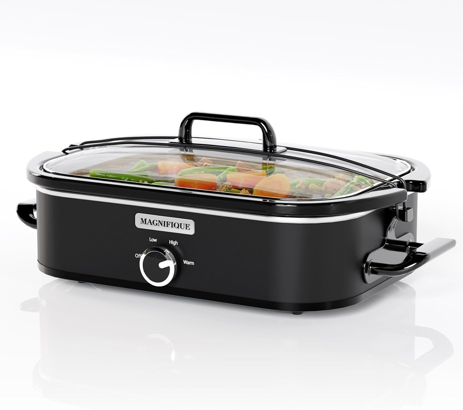 MAGNIFIQUE 6 Quart Programmable Slow Cooker Removable Healthy Nonstick Pot - Small Kitchen Appliance for Family Dinners - Serves 6+ People - Heat Settings: Keep Warm Brown Sugar