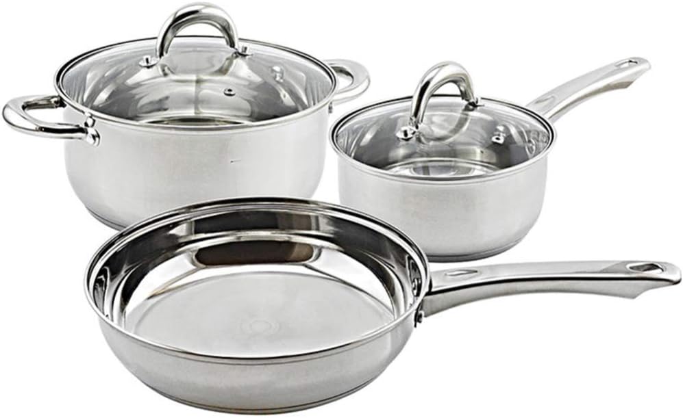 Cookware Set,3-Pie,Saupan, Casserole, Milk Pot, Gourmet Making pan with Glass lid