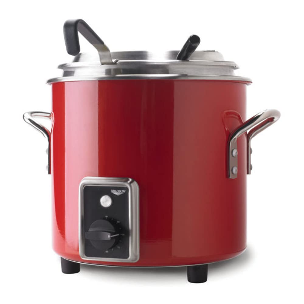 Vollrath 7217755 Retro Stock Pot Kettle Rethermalizer, 7 Quart, 120V, Red, Fast, Even Ceramic Heating, Hinged Lid, Cool-Touch Exterior, Durable Handles for Easy Moving