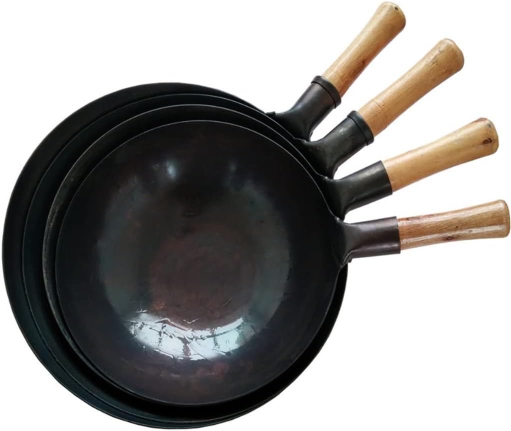 Wok Cooking Household Large Iron Pot Old-fashioned Uncoated Non-stick Pan Round Bottom Chef Fried