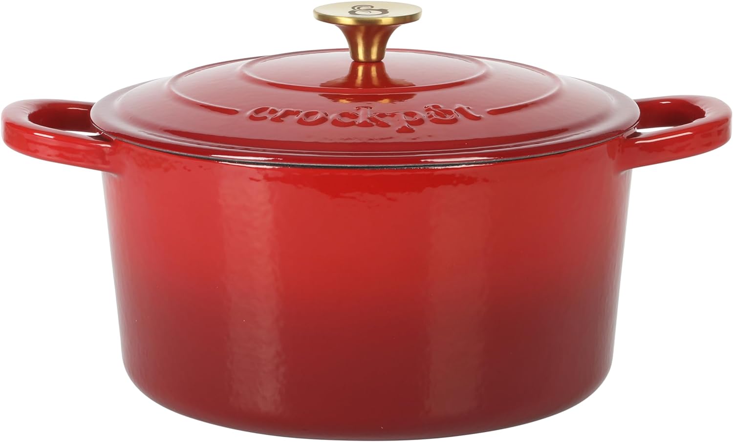 Crock Pot Artisan 6-Quart Round European Enameled Cast Iron Dutch Oven Pot With Lid -Gradient Red