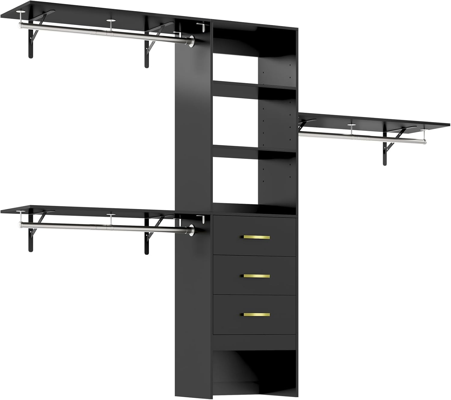 6-10FT Closet Shelving System, Adjustable Metal Wire Shelf, Wall-mounted Closets Kit with Expandable Hanging Rod, DIY Organization Rack for Walk-in/Built-in Wardrobe of Bedroom, Laundry