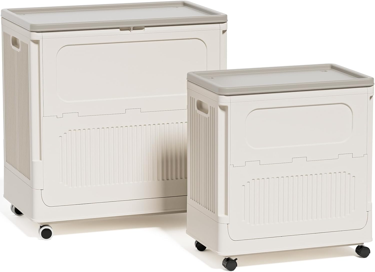 HAIXIN HOME Rolling Laundry Hamper with Lid, 2 Size Foldable Laundry Baskets on Wheels