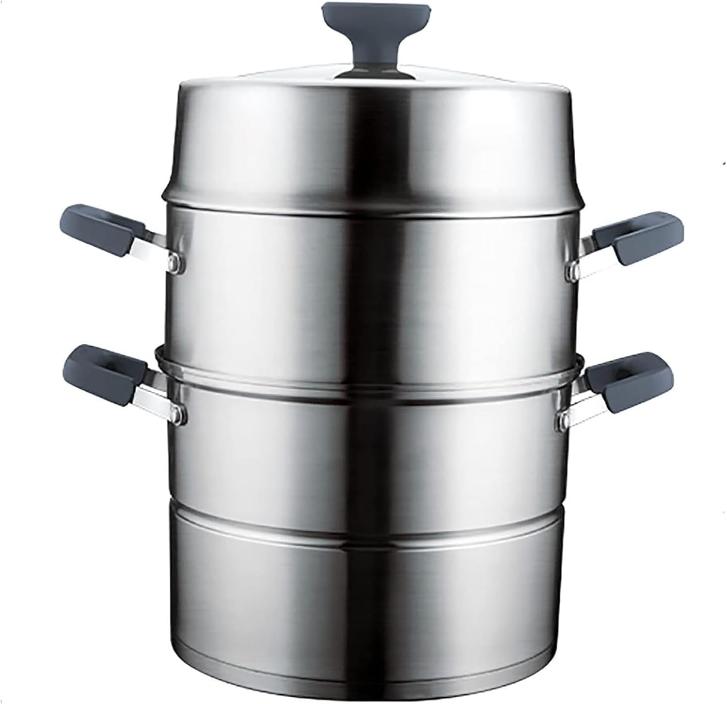 Food Grade 304 Stainless Steel Steamer Pot with 3-Layer Composite Pot Bottom for Steamed Seafood, Fish, and Chicken Soup - Soup Pot for Cooking (28cm