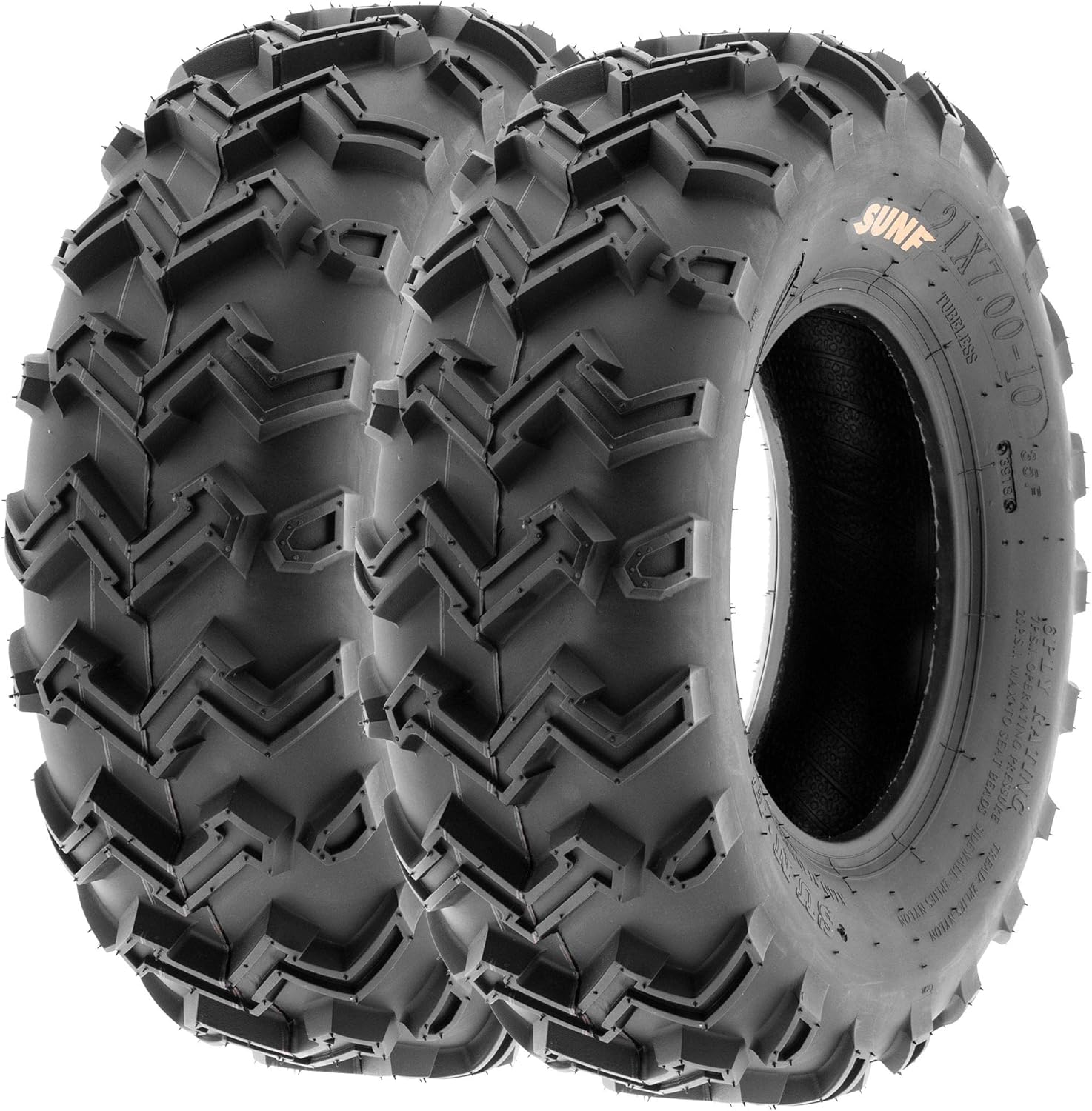 SunF 21x7-10 Off-Road ATV Tires 6 Ply, (Set Pair of 2)