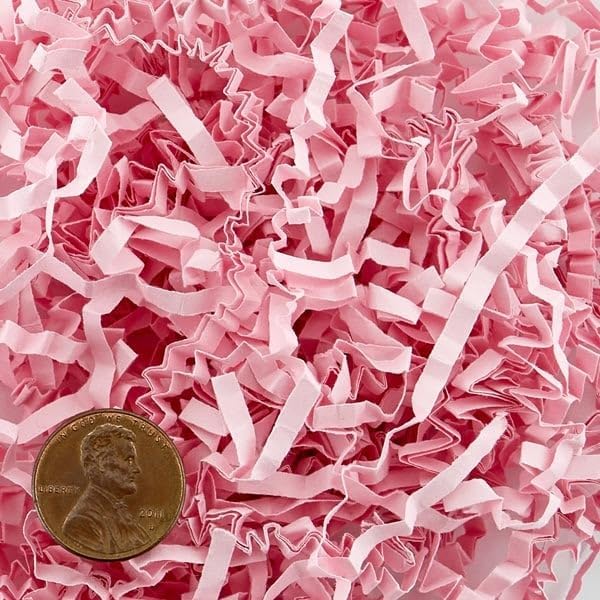 Paper Mart Crinkle Paper Filler, Light Pink 10 LB Bag, Shredded Paper for Gift Baskets, 24 x 16 x 11.5 Inch Compacted Bag of Crinkle Cut Paper Shred