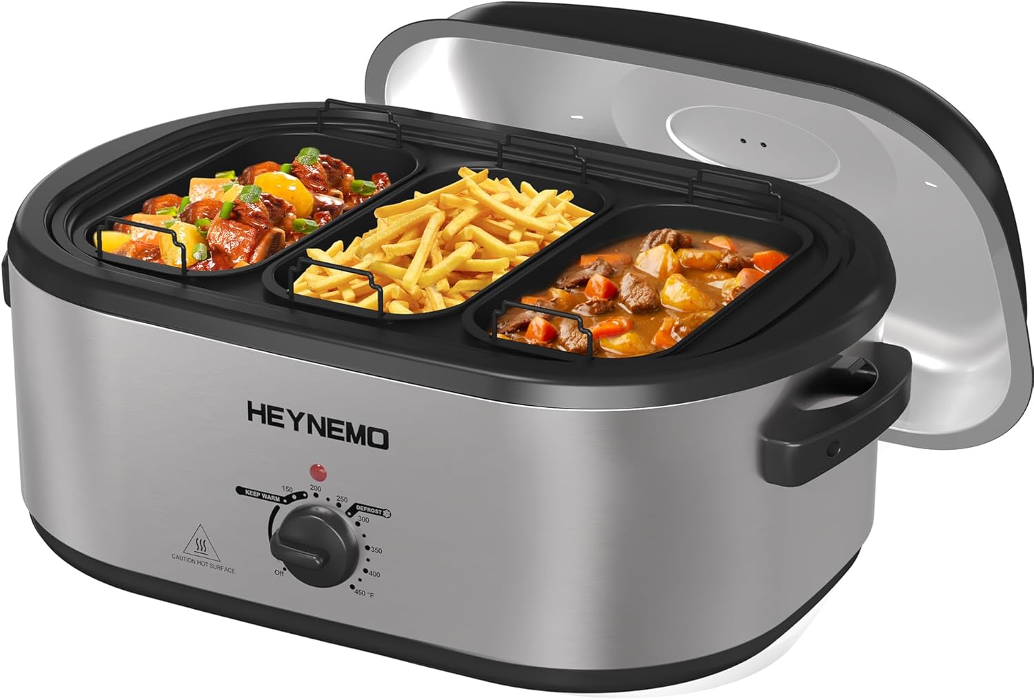 Electric Roaster Oven, 22Qt Roaster Pan, Turkey Roaster Electric, Roaster Oven Buffet, Selfbasting Lid, Removable Pan, Full-Range Temperature Control Cool-Touch Handles, White