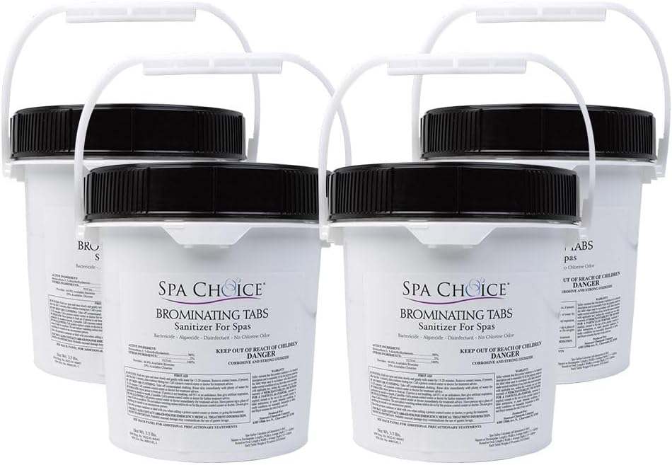 SpaChoice 3.5-Pounds 4-Pack Premium Brominating Tabs Sanitizer for Spas, Bromine Tablets for Spa Hot Tub, Made in USA