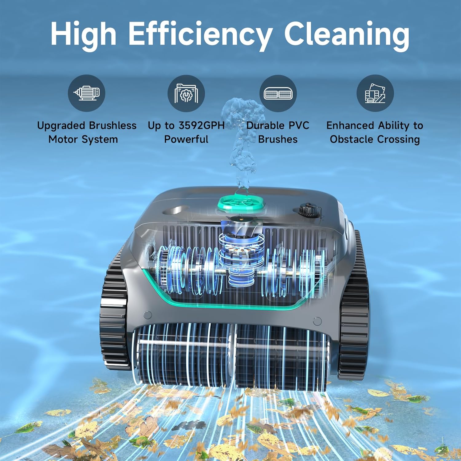 (2025 New) WYBOT C2 Cordless Robotic Pool Cleaner, Wall & Waterline Cleaning, Automatic Pool Vacuum for Inground Pools, Dual Filtration, Max 180mins Runtime, App Control(Bluetooth Connect)