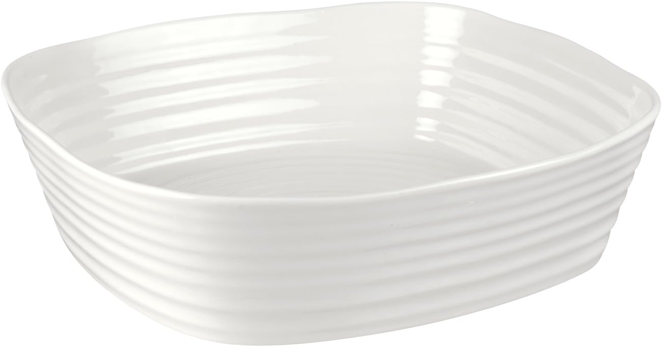 Portmeirion Sophie Conran White Square Roaster | 11 Inch Baking Pan for Oven | Deep Casserole Dish | Made from Fine Porcelain | Dishwasher and Microwave Safe