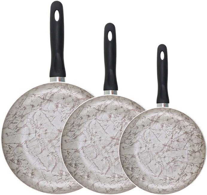 Granite Coated Frying Pan Set 3 Pcs Nonstick Pans Pots for Kitchen Cookware Cooking Utensils Accessories