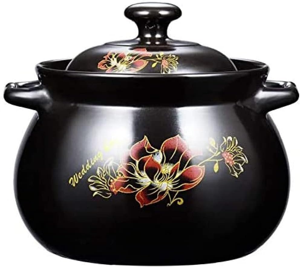 Ceramic Deep Casserole Dish with Lid, 5.5L Earthen Pot, Heat-Resistant Clay Soup Pot for Slow Cooking, Suitable for Gas & Electric Stoves