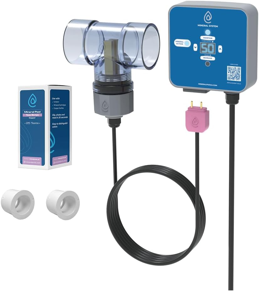 ClearBlue Mineral System - Registered Hot Tub Ionizer - Silver, Copper, Zinc Ionizer for Hot Tubs and Swim Spas - Plugs into Spa Pack - Installs in 40 Minutes (Hot Tubs - AMP Plug)