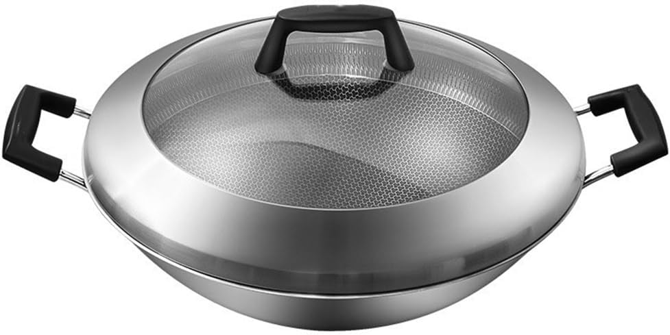 Non-stick Frying Pan Stainless Steel Ear Round Bottom For Home Use on Gas Cooker