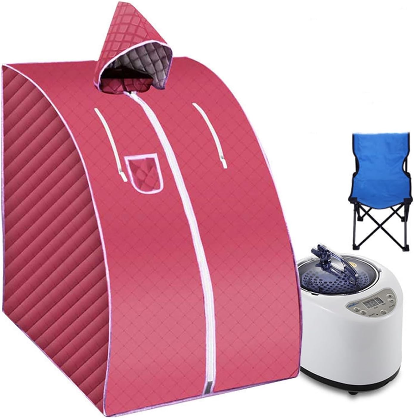 Fast Heating Home Sauna 1000W 2.0L with Folding Chair for Insomnia Relief Stainless Steel Stand Easy Fold Rose