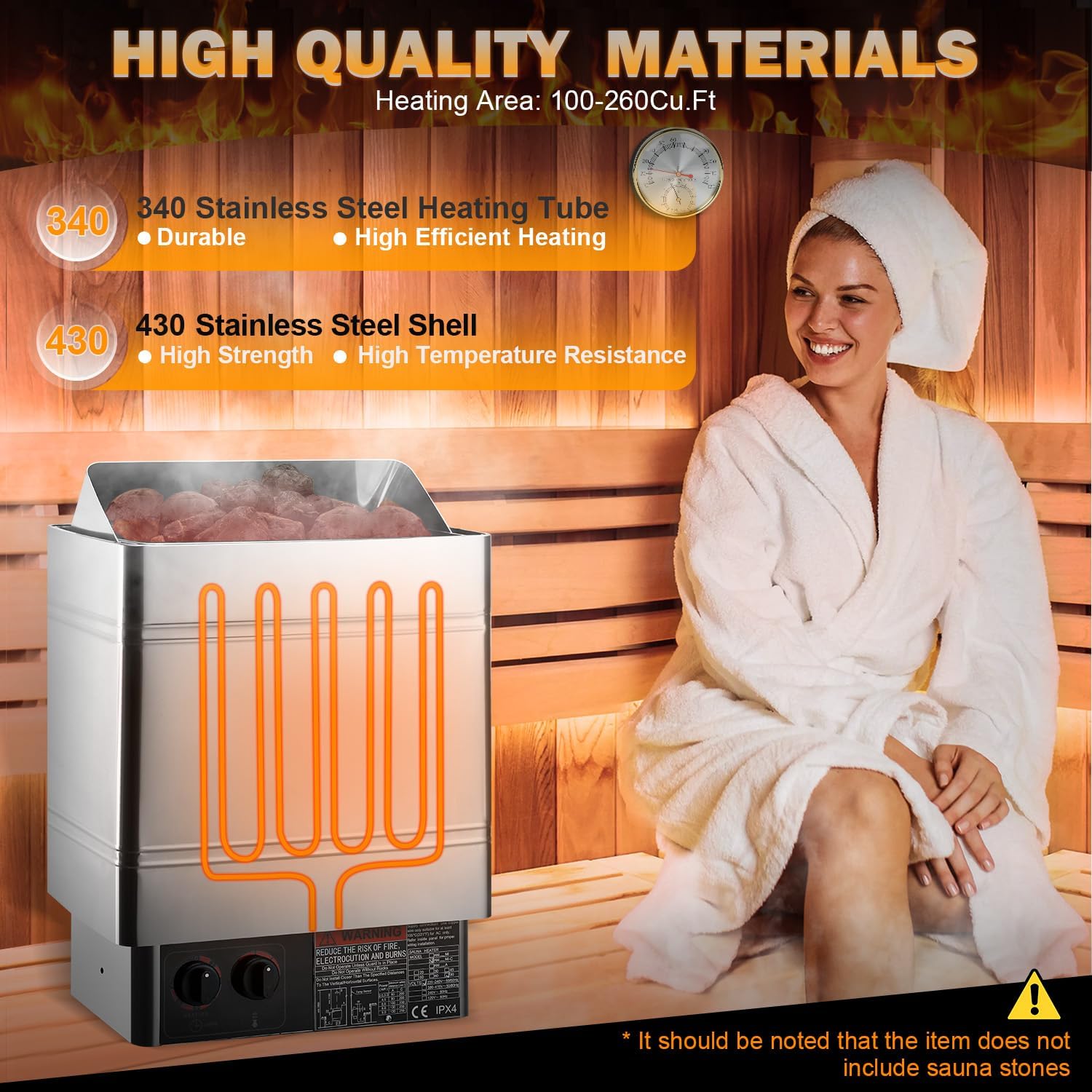 Sauna Heater-Electric Sauna Heaters 220V 6KW with Built-in Controller,Suitable 260 Cu.Ft Sauna for Home,Home Steam Sauna Bathroom,SPA Houses,Hotels Dry Saunas(6KW)